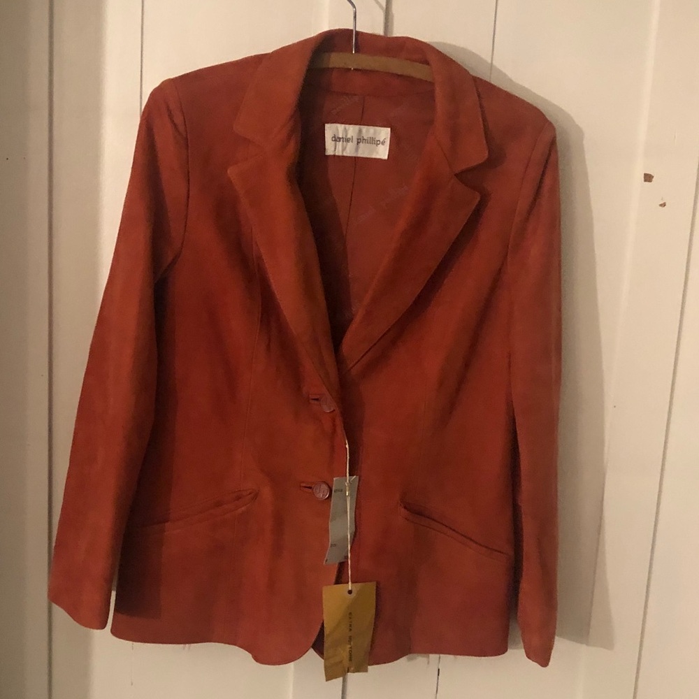 Daniel phillipe’Vintageburnt orange  blazer size 10 hippy real leather suede